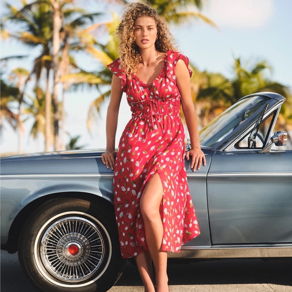 New JCREW Size P L PL Petite Palermo Dress in Ramie Red Multi $168 CK921 - Picture 5 of 6